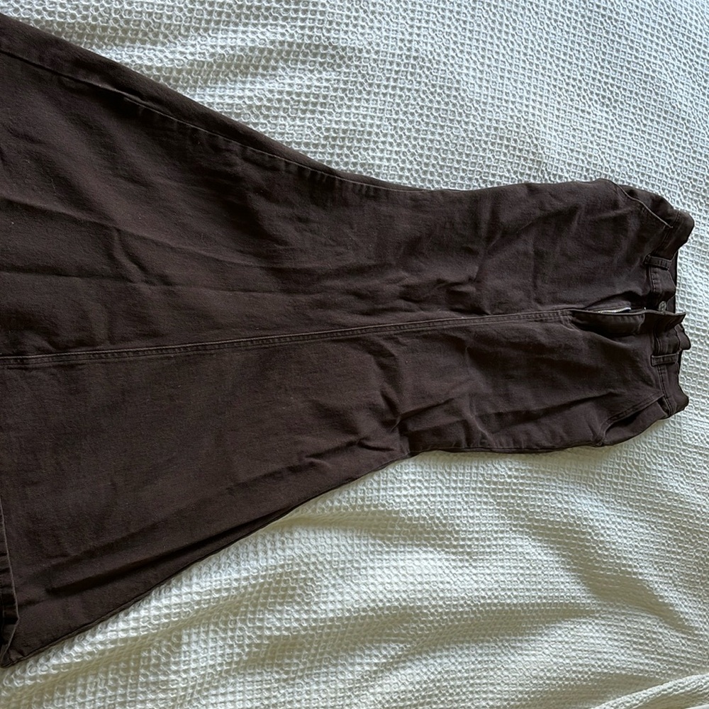 Long brown denim skirt